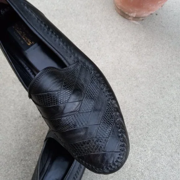 Vintage Leather & Lizard Chevron Loafer/Driving Shoe Size 9